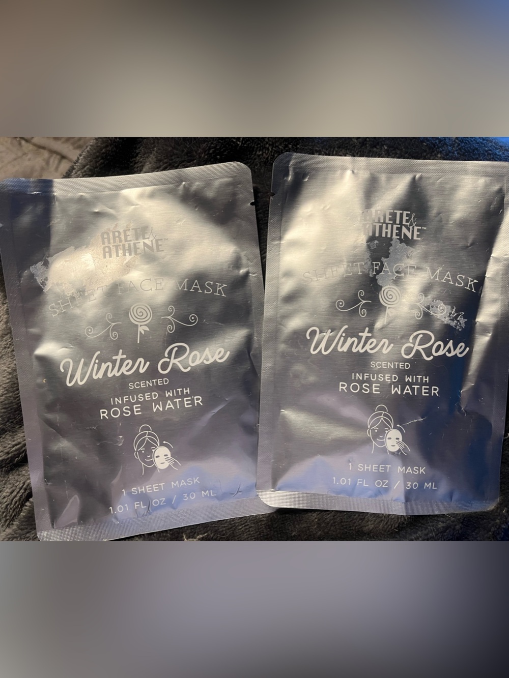 Winter Rose Sheet Face Mask - Infused with Rose Water. 2 masks.